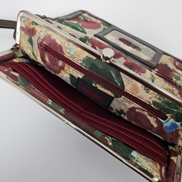 HOBO International Chocolate Brown Leather Flap Top Clutch Wristlet Wallet - Picture 4 of 10